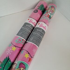 Barbie Christmas Wrapping Paper Rolls Hallmark Lot of Two 50 Sq Ft Total NWT